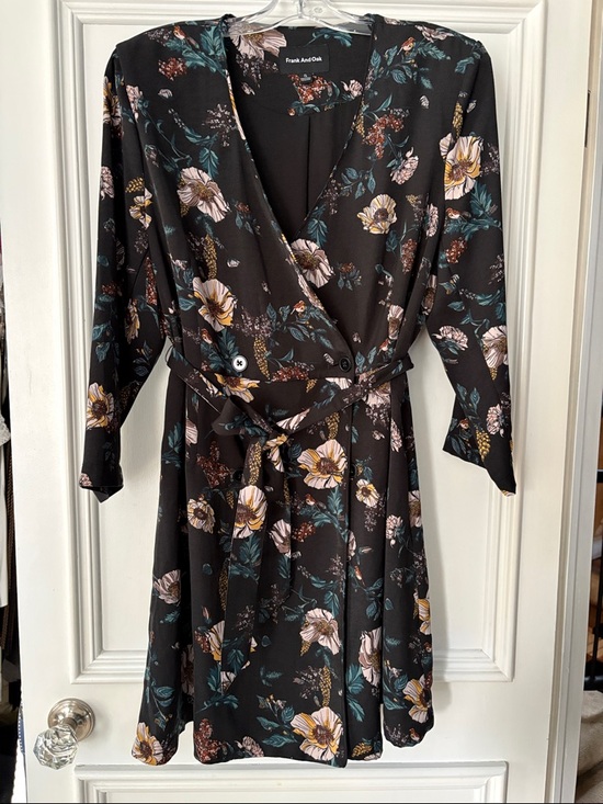 Frank & Oak Jackets & Blazers - Frank And Oak Black Floral Wrap mini-Dress or Jacket
